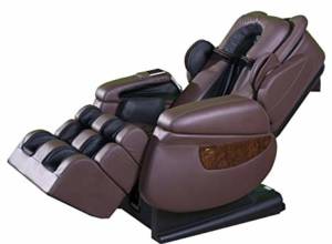 Side view of the Luraco i7 PLUS iRobotic massage chair in brown.