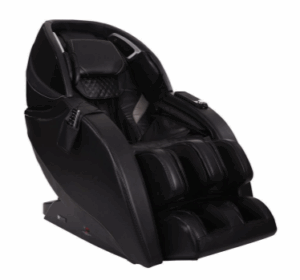 A profile shot of a black Infinity Evolution Max 4D massage chair.